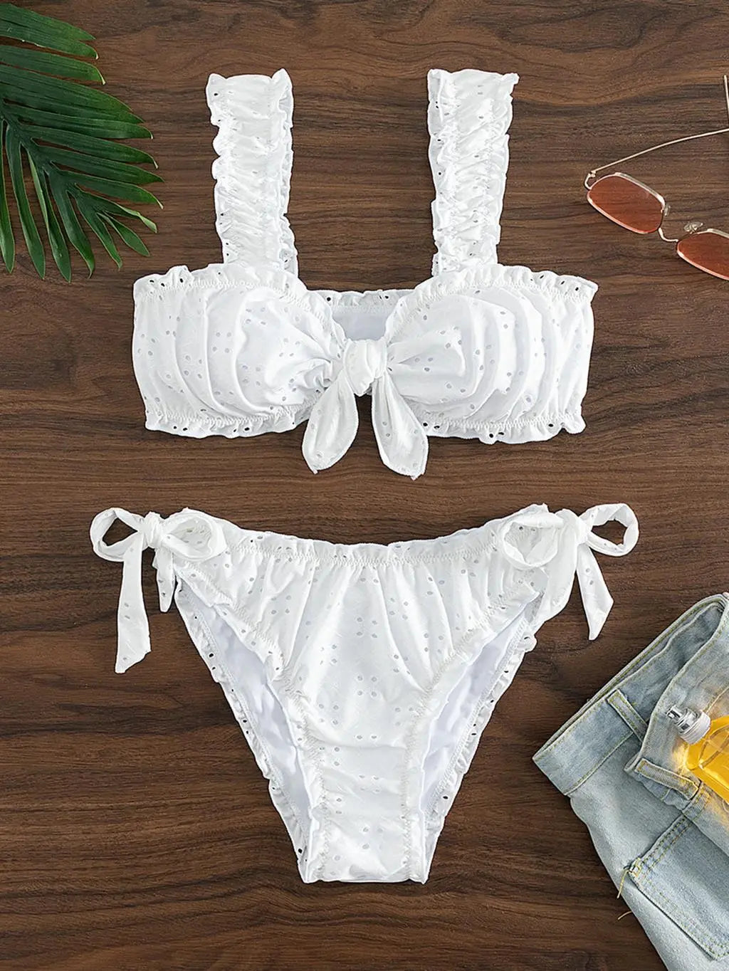 Product Image for WW | Schiffy Knot Front Tie Side Bikini Weiß Badeanzug Frauen Bademode Weibliche Sexy Bademode Baden Schwimmen Badeanzug Strandmode, Weiß / L