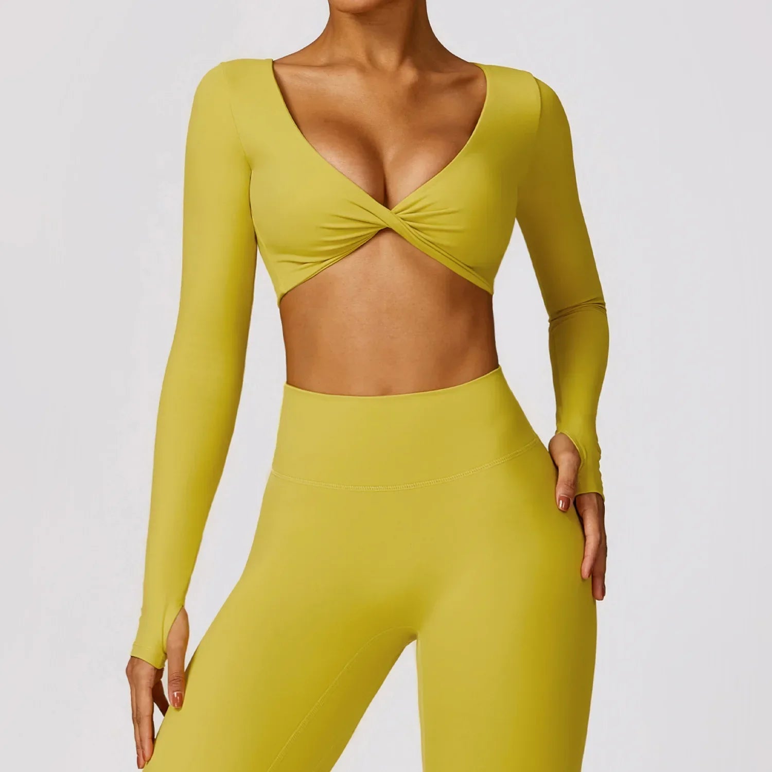 Product Image for WW | Langärmliges, Kurzes Yoga Shirt, Currygelb / S
