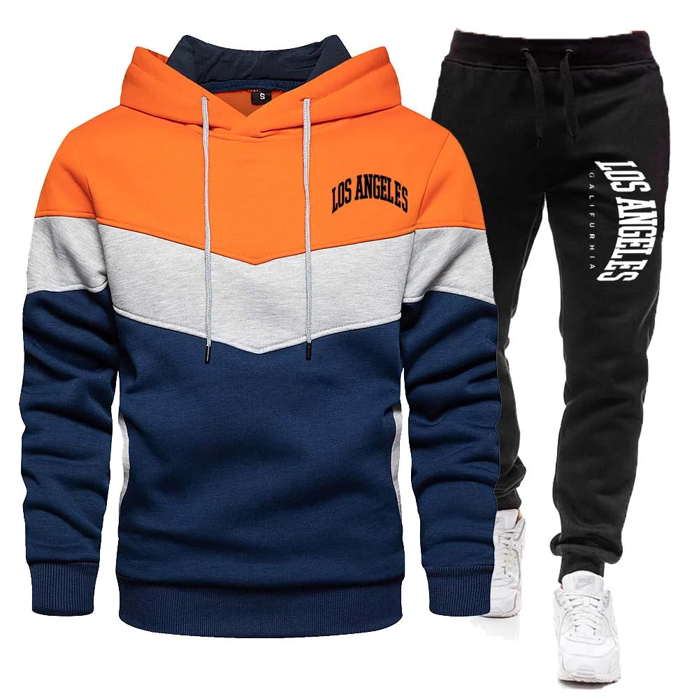 Product Image for WW | Trainingsanzug Satz Mit Kapuzensweatshirt Und Jogginghose Für Männer, Orange Schwarz / XXL