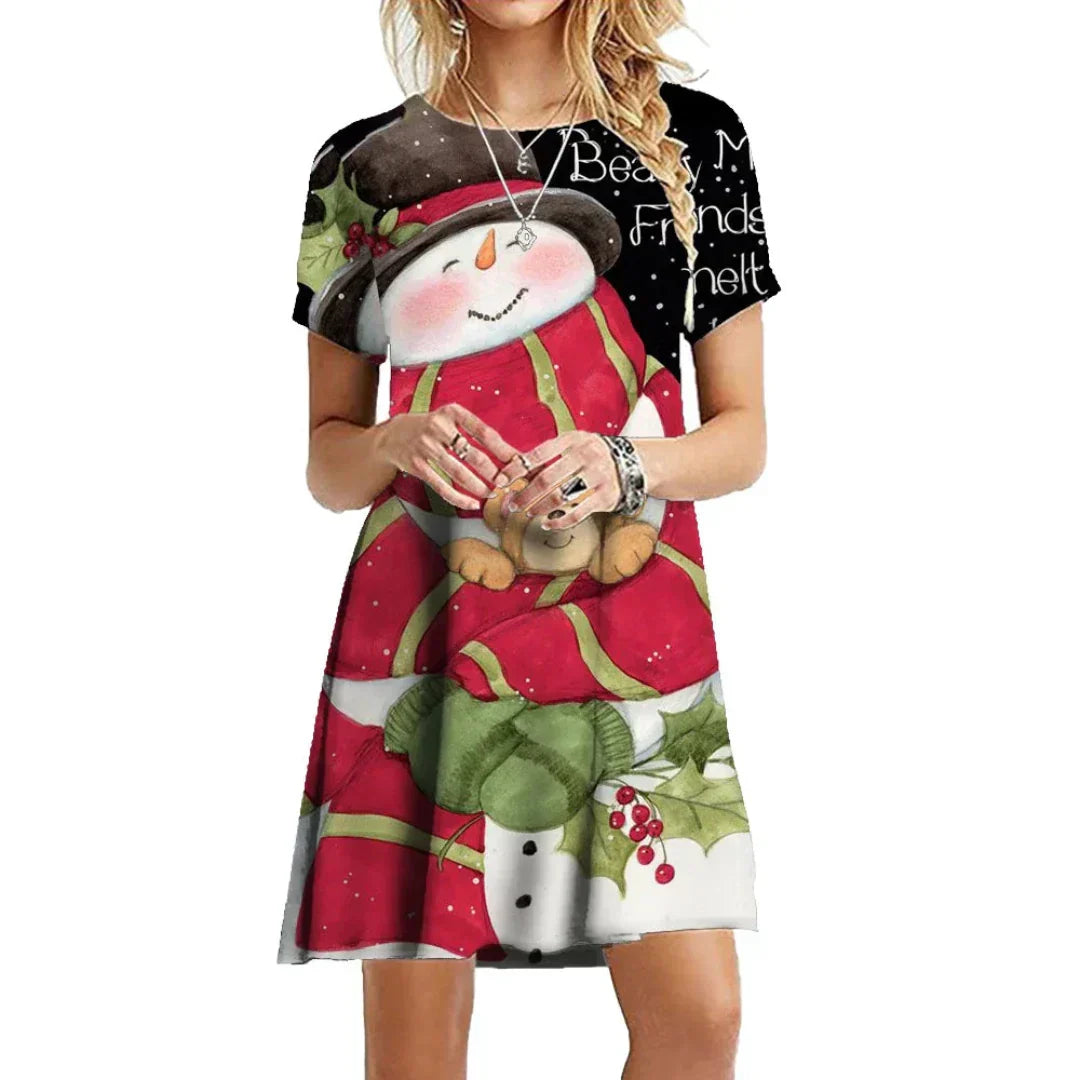 Product Image for WW | Freizeitkurzes Weihnachtskleid für Damen, Schwarz / 4XL