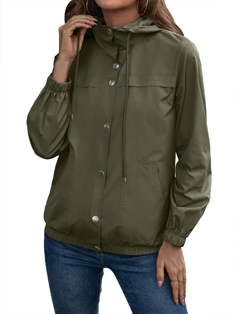 Product Image for Active Outdoor Regenjacke mit Kapuze - Wasserdicht und winddicht, Grüne Armee / M