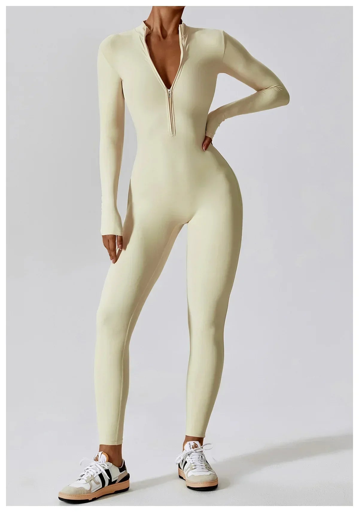 Product Image for WW | Yoga Jumpsuit Frauen Nahtlos Sport Reißverschluss Jumpsuit Set Fitness Langarm Fitness Anzug Elastic Gym Workout Bodysuit Athletische Kleidung, 