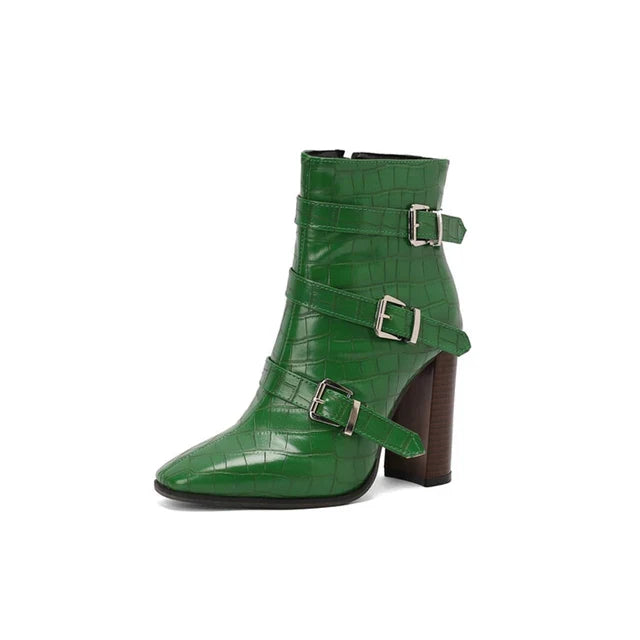 Product Image for Wolff | Stiefeletten Damen mit mehreren Schnallen – Blockabsätze, Grün / 39