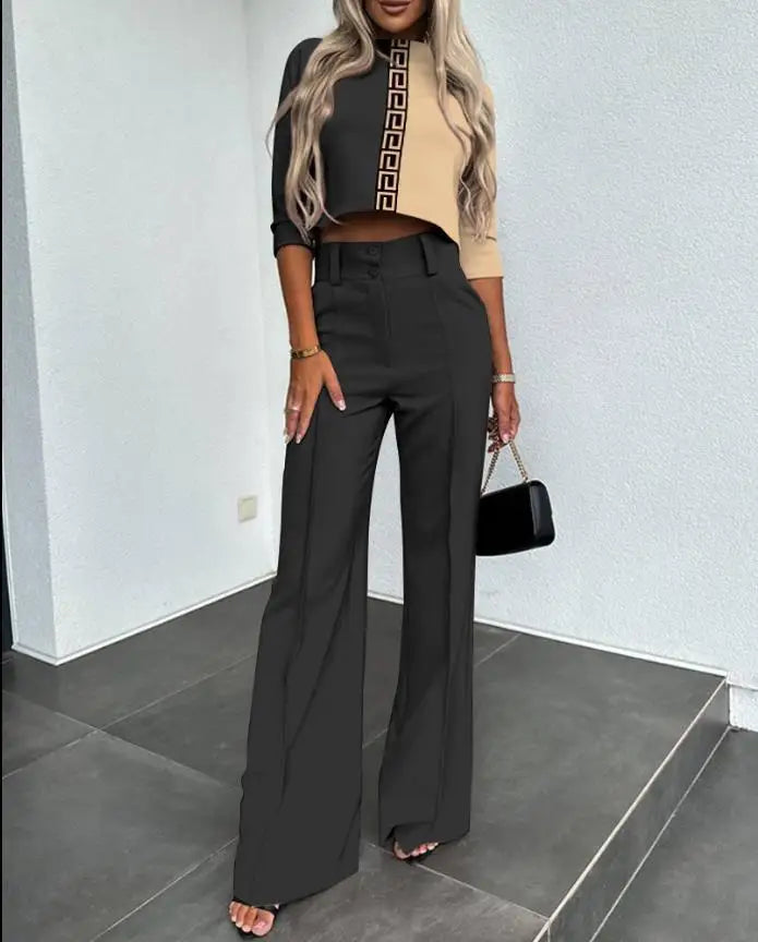 Product Image for WW | Neue Mode Frauen Elegant Kleine Hohe Hals Lässig Shorts Top Tasche Mikro Horn Elegant Hose Set, Beige / S