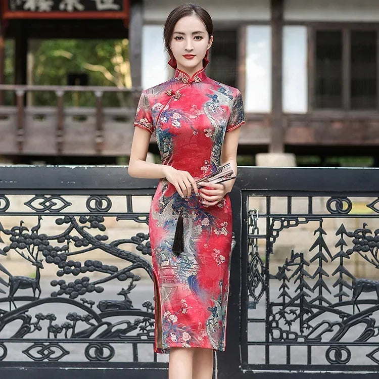 Product Image for WW | Cheongsam Qipao Mode Kleidung Lässig Elegant Ethnischer Stil Vintage Kleid für Frauen Streetwear Frauen Kleidung Festlich Chinesisch, DQ3-5 / M
