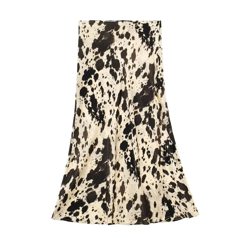 Product Image for WW | Frühling Frauen Mode Röcke Trend Druck Slim Lange Rock Damen mit Falten Vielseitig High Street Frauen Röcke, Leopardenmuster / XS