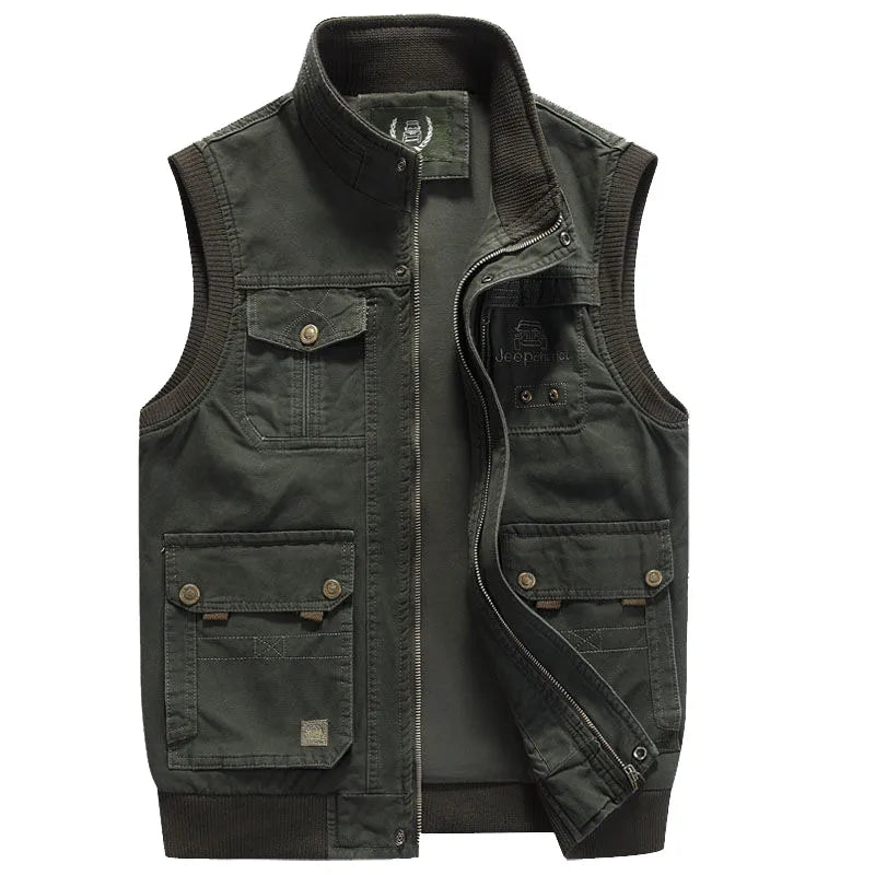 Product Image for WW | Herren Utility Ärmellose Jacke Mit Multi Taschen Design, Grün / XL