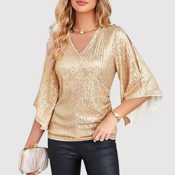 Product Image for WW | Paillettenshirt mit Glockenärmeln, Gold / 4XL