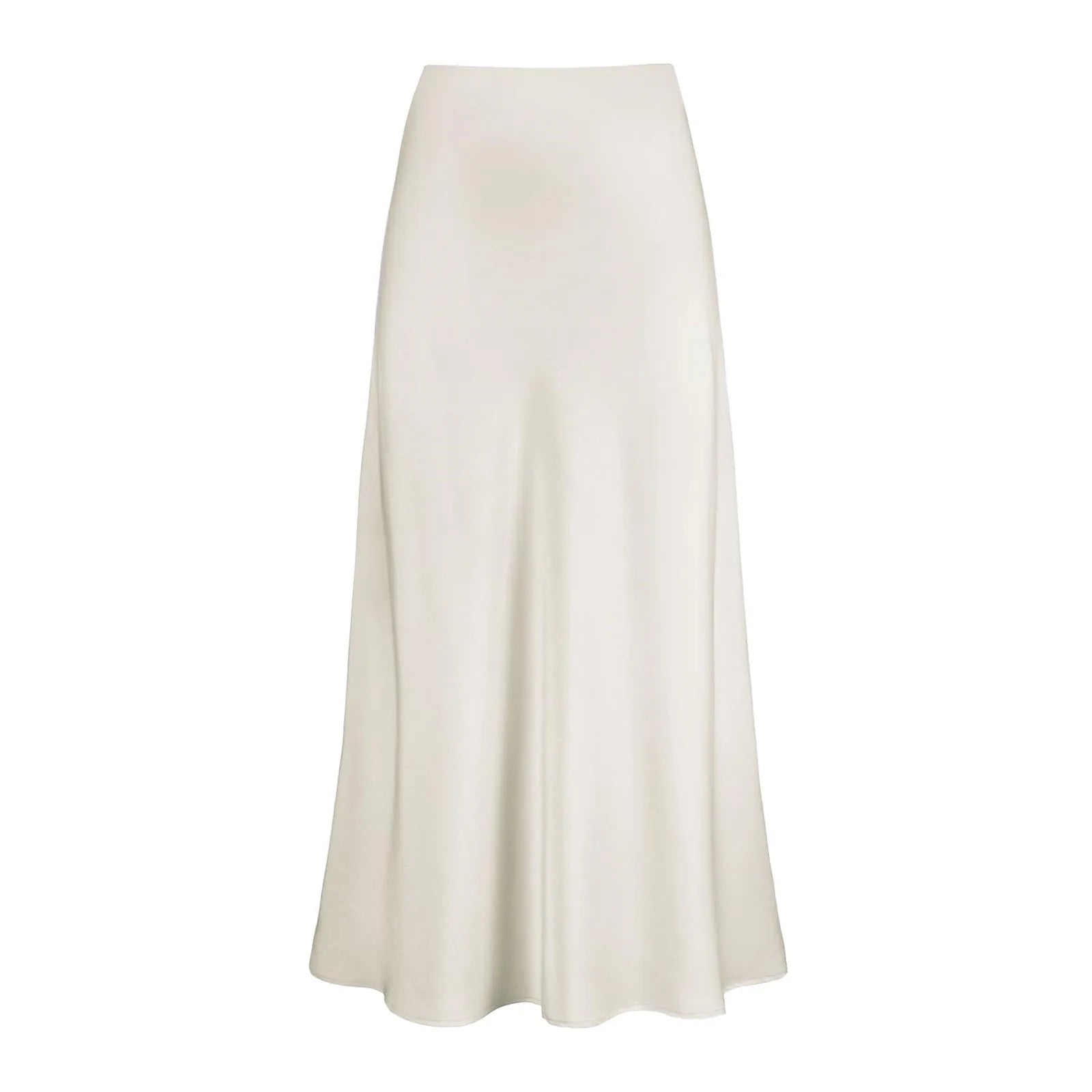 Product Image for WW | A-Linie Gefältete Lange Röcke Sommer Frauen Koreanischer Rock Streetwear Elastischer Bund Solide Elegant Satin Kleid Платье für Damen, Weiß / XL