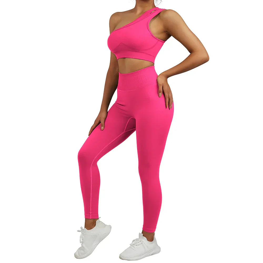 Product Image for WW | 2 Stk Yoga Set Frauen Nahtlose Gym Sportbekleidung Workout Fitness Gym Bekleidung Ein Schulter Sportanzug für Fitness Frauen, SS321PH / S