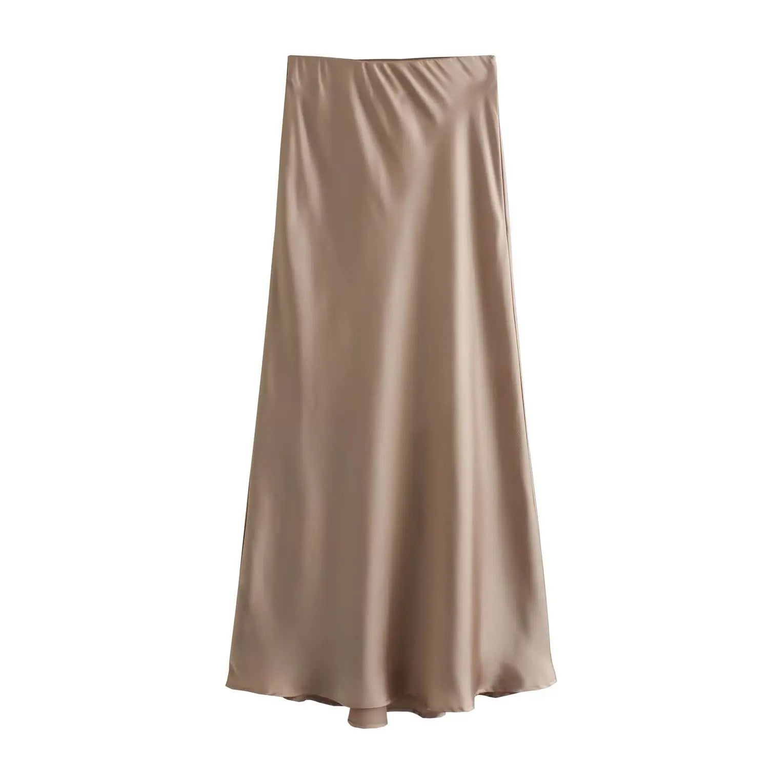 Product Image for WW | Frauen Midi Rock Hohe Taille Einfarbig Sexy Satin Kleid Eng Chic Elegant Frauen Meerjungfrau Lange Rock Lässig Bodycon Rock, khaki / S