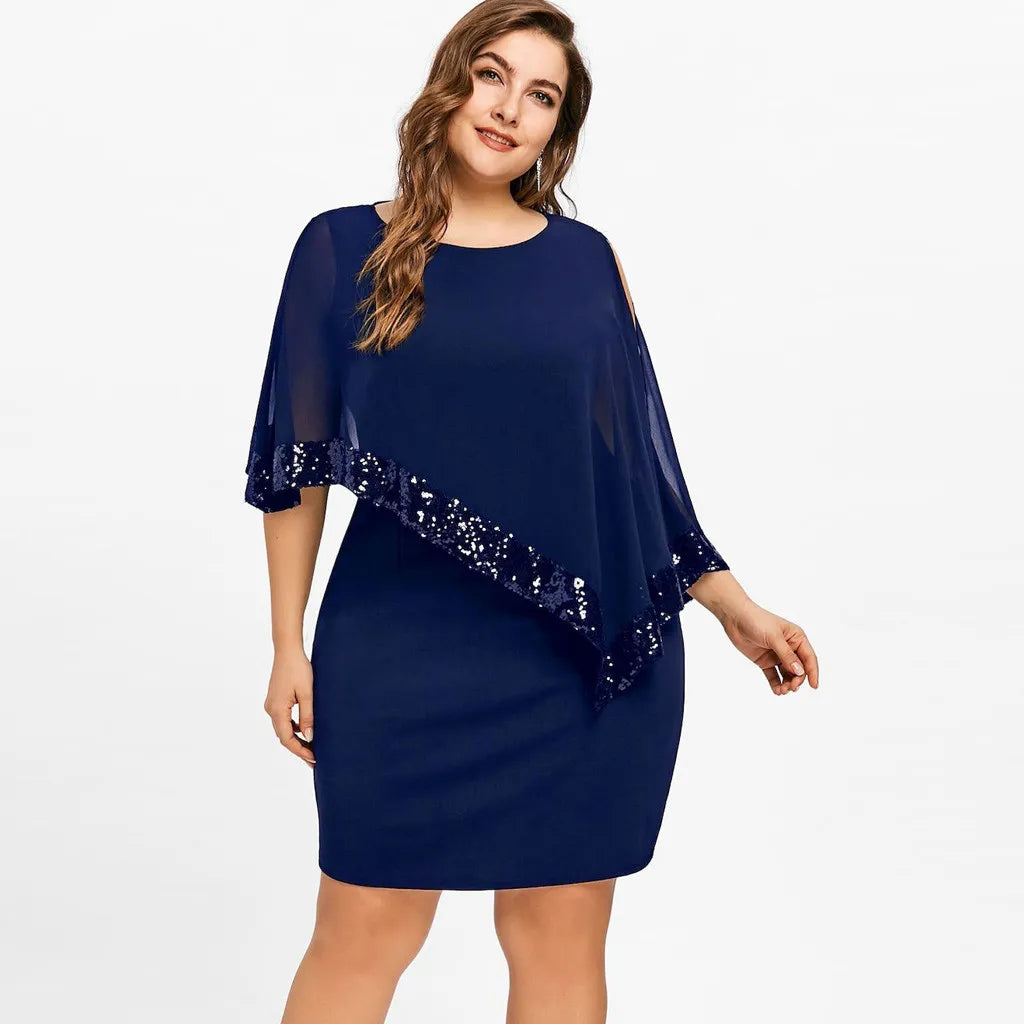 Product Image for WW | Elegantes Paillettenkleid in Übergröße Mit Netzüberzug, Blau / XL