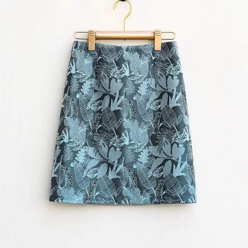 Product Image for WW | Herbst Hoch Taille A-Linie Röcke Light Moda Ein Stufen Rock Damen Mittellang Retro Eingewickelt Hüft Rock Jacquard Rock, 4 / XXXL