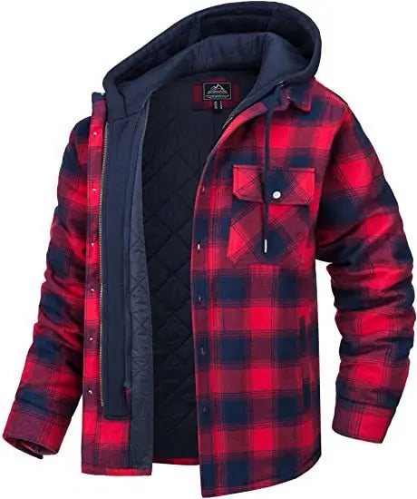 Product Image for WW | Herren Kapuzen Steppjacke Aus Baumwolle Und Flanell Mit Karo Design, 2 / 4XL