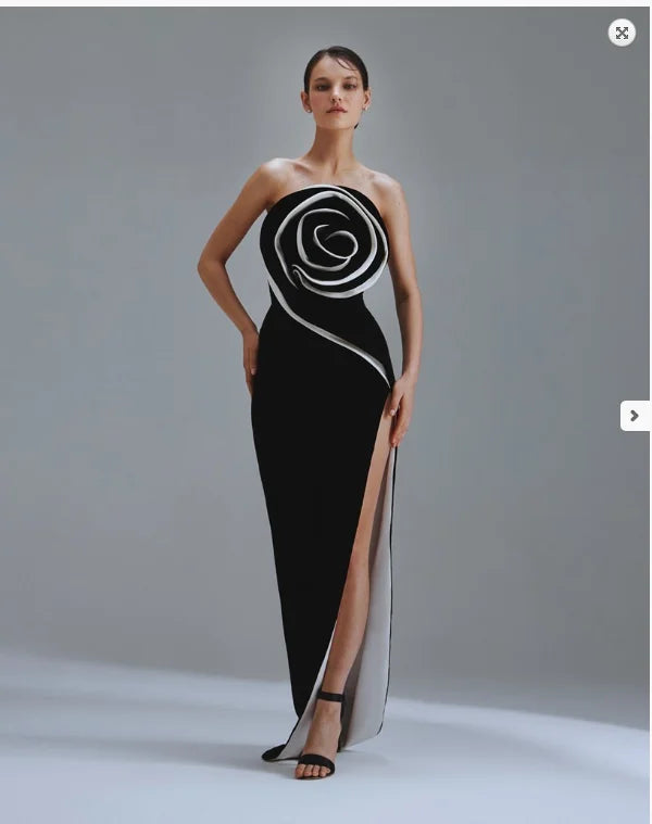 Product Image for WW | Schwarze Farbe Frauen Sexy Off The Shoulder Lange Blumen Bodycon Badeanzug Lange Kleid Feier Geburtstag Fest Heimkehr Kleid, schwarz / S