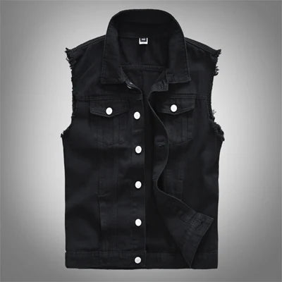 Product Image for WW | Zerrissene Ärmellose Jeansjacke Für Männer, Schwarz / M