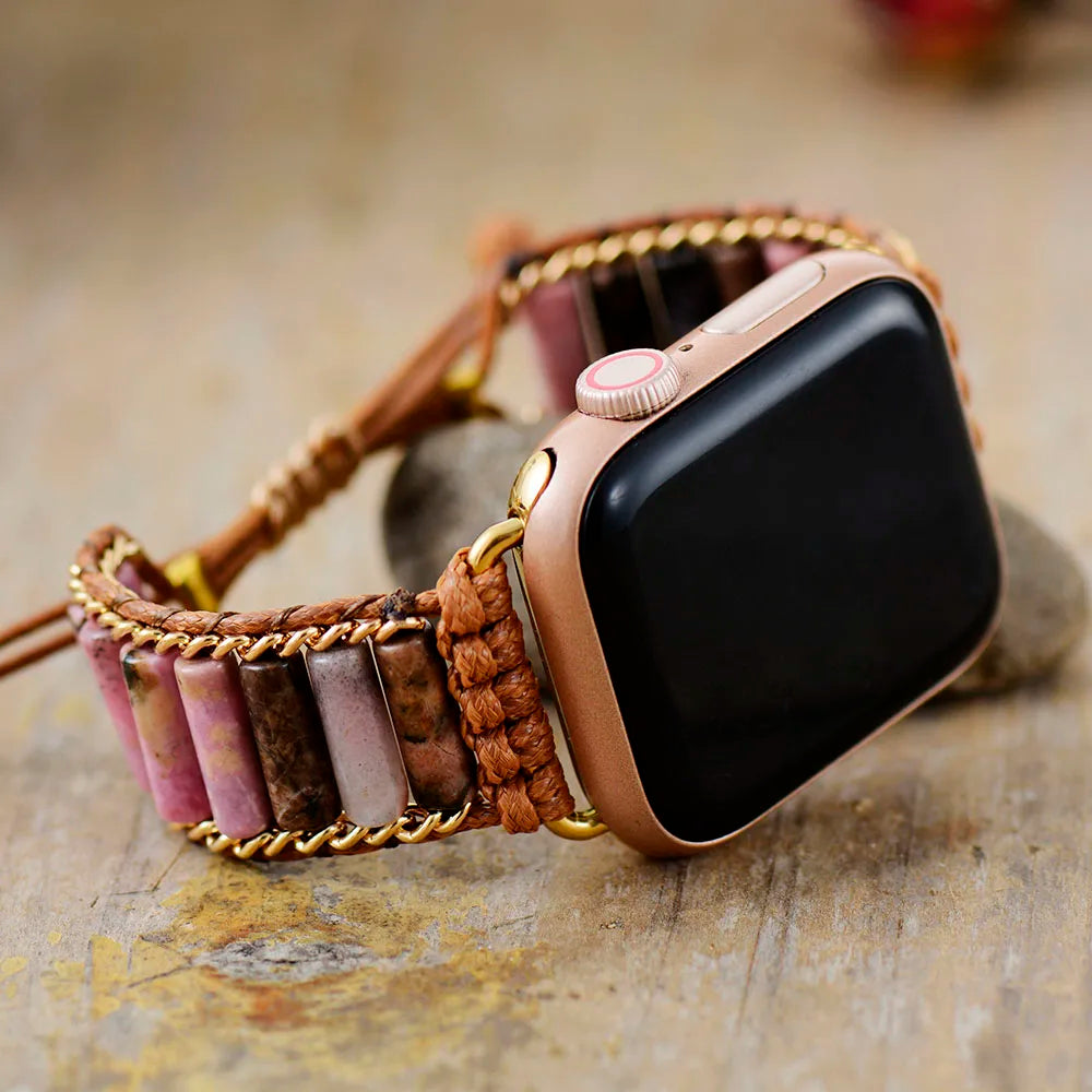 Product Image for WW | Bohemia Perlen Armband Uhr, B Rhodonit / Mann / 42-45MM Uhrenplatte