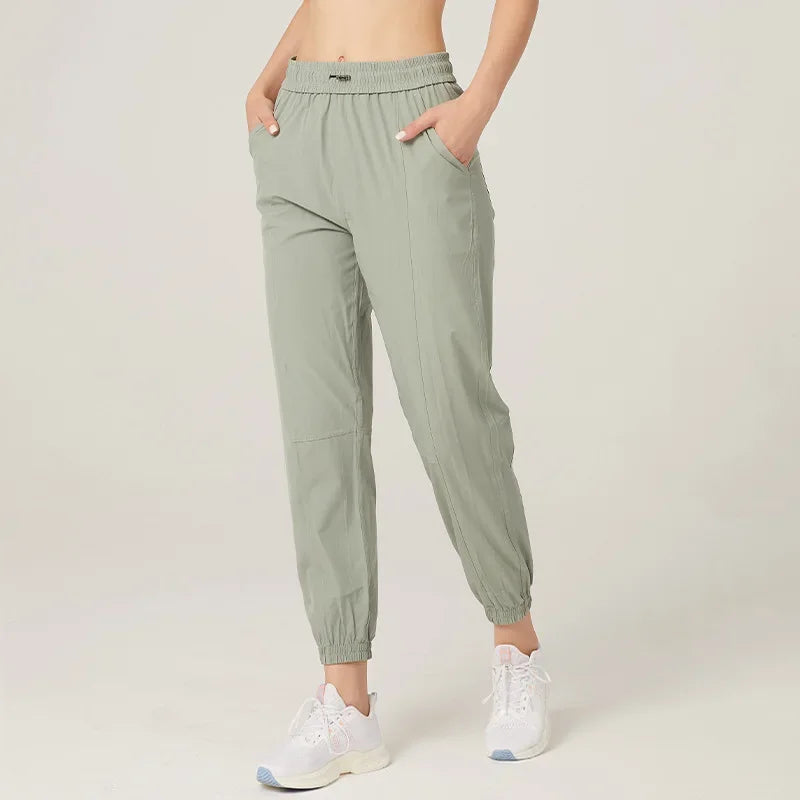 Product Image for WW | Stoff Schnürsenkel Lauf Sport Joggers Frauen Schnell Trocknend Athletic Fitness Trainings Sweatpants mit Zwei Taschen Bewegung Hosen, Grün / S