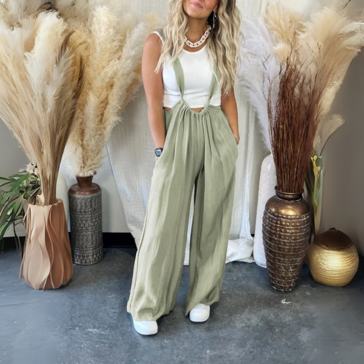 Product Image for WW | Weit Geschnittener Latz Overall Für Damen, Hellgrün / S