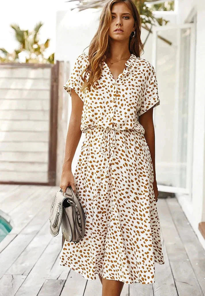 Product Image for WW | Kurzarm Midi Kleid Strandkleid, Beige / 3XL