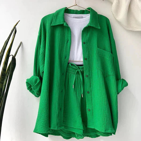 Product Image for WW | Set Loose Fit Button Up Sommerkleidung Damenbekleidung, Grün / 2XL