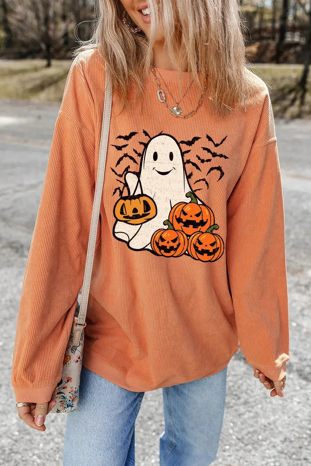 Product Image for WW | Jack-O'-Lantern Rundhals Langarm Sweatshirt, Sherbet / 2XL