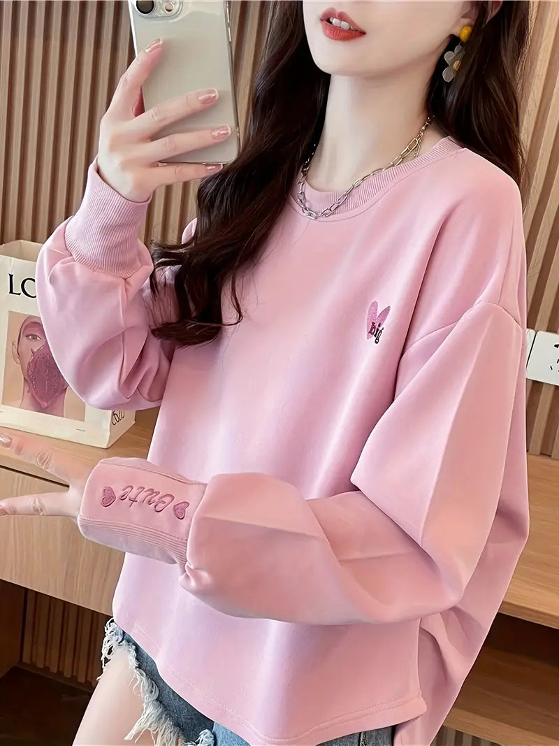 Product Image for WW | Leichte Helle Bluse mit Asymmetrischer Stickerei, Lässige Passform, Rosa / XL