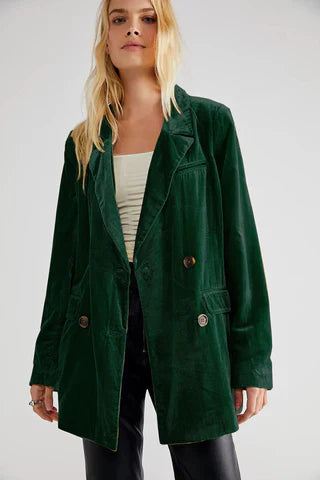 Product Image for WW | Weiche Velours Blazer Damen, Grün / 2XL