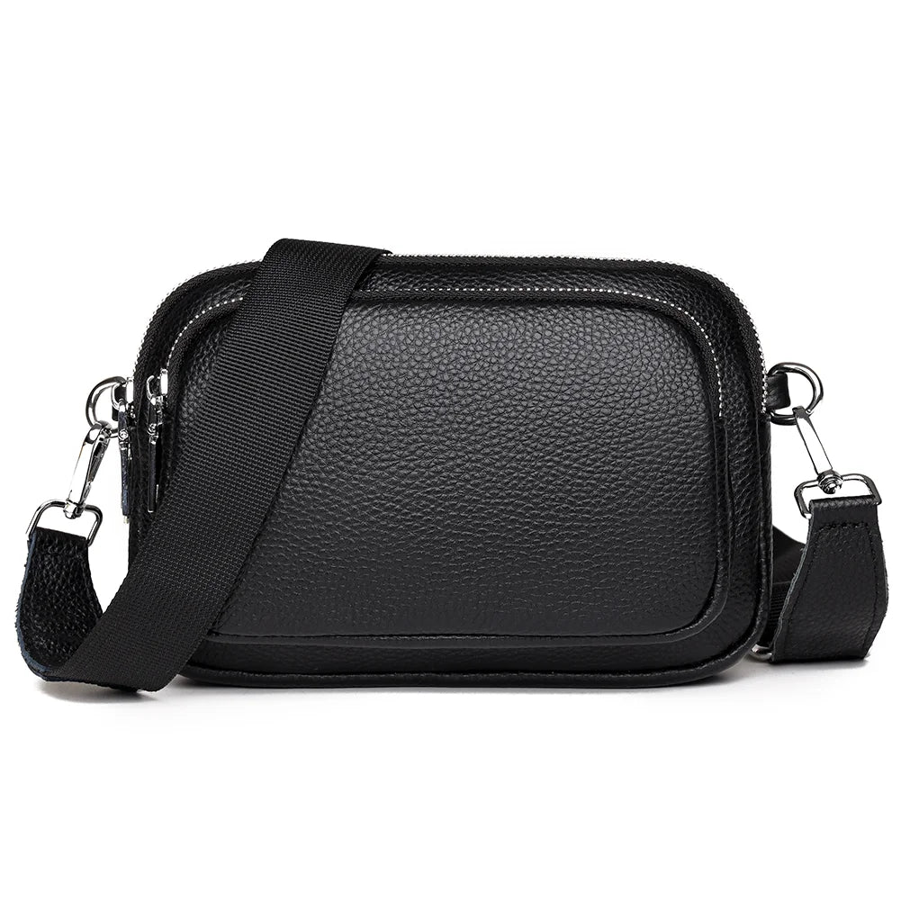 Product Image for Damen Umhängetasche aus echtem Leder, elegante kleine Kamerataschen, Mode für die Arbeit, Schwarz