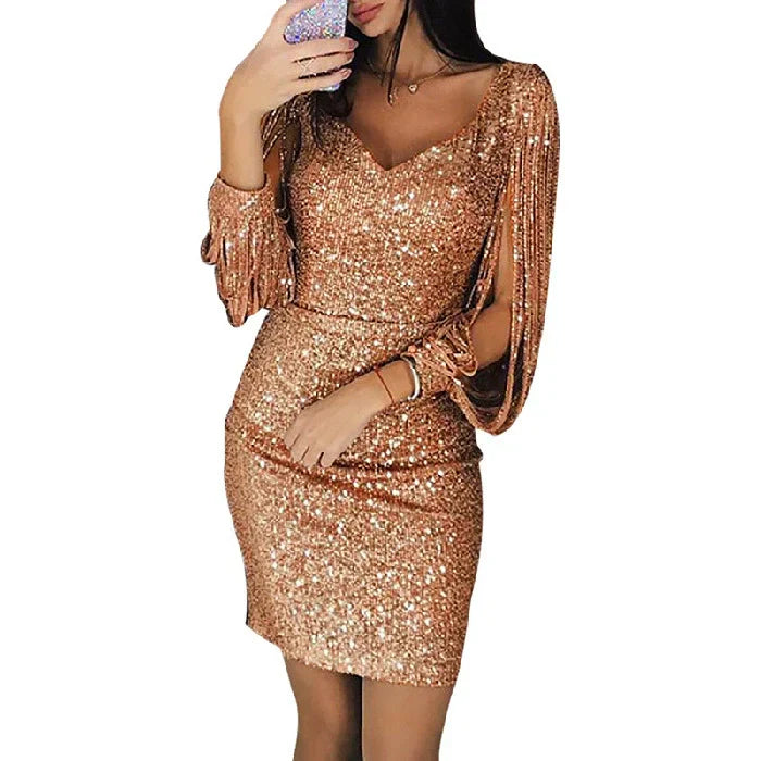 Product Image for WW | Midi Kleid für Frauen Elegant und Glamourös Abendkleidung, Gold / 4XL