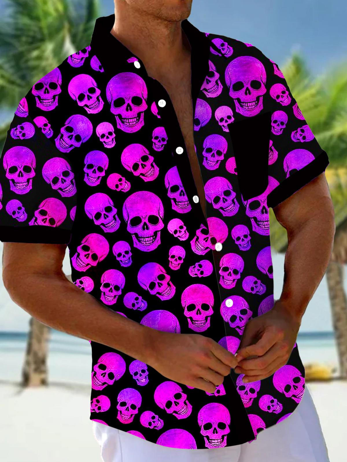Product Image for WW | Kurzarmhemden Mit Totenkopf Motiv Für Herren, 4XL