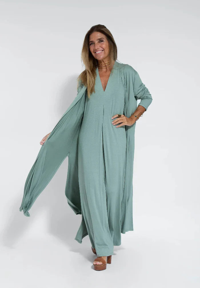 Product Image for WW | Figurverschönerndes Kleid und Weste-Set, Blaues Kleid + Blaue Weste / M