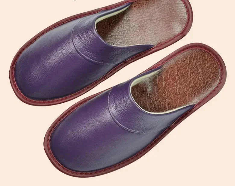Product Image for WW | Bequeme Hausschuhe für Männer aus Schwarzem Rindsleder, Lila / 43