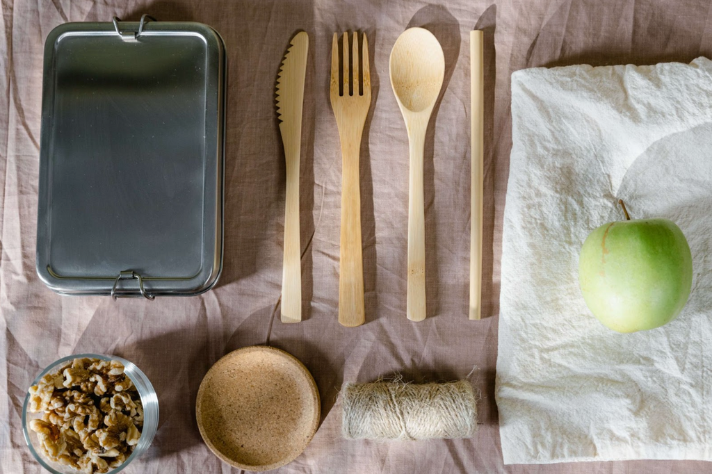 Sustainable Picnic Items on a blanket