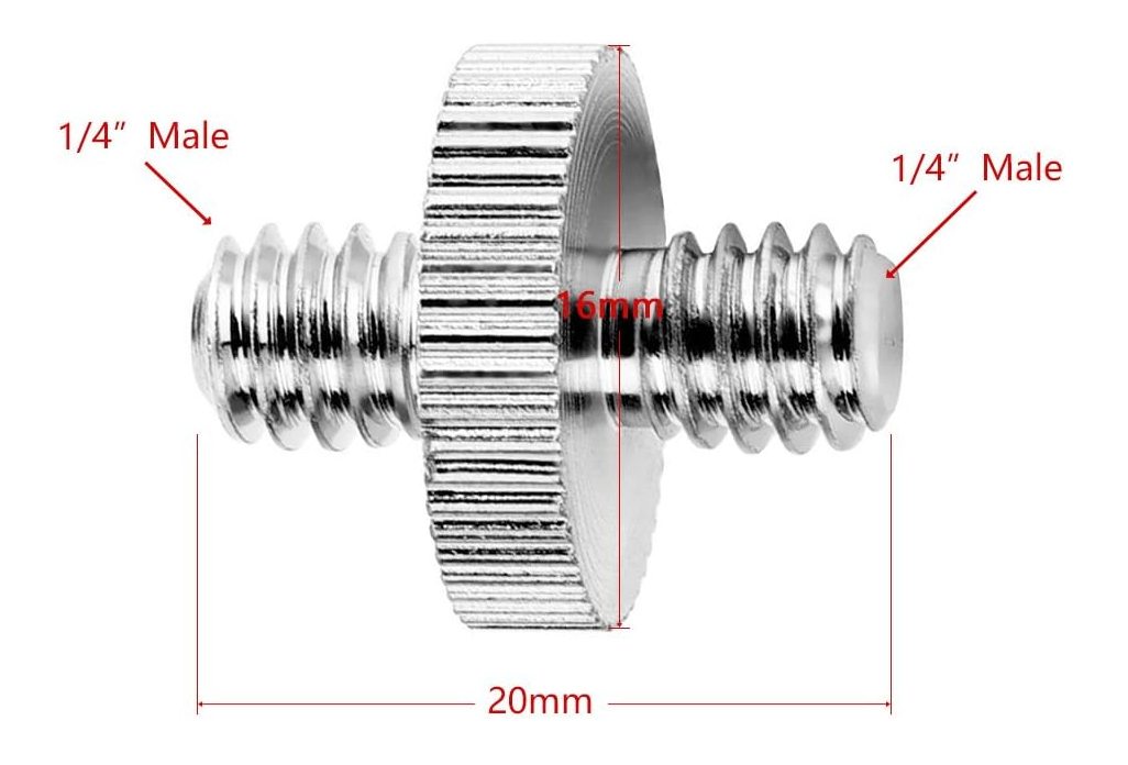 1/4"-20 Male to 1/4"-20 Male Thread Adapter (Individual)
