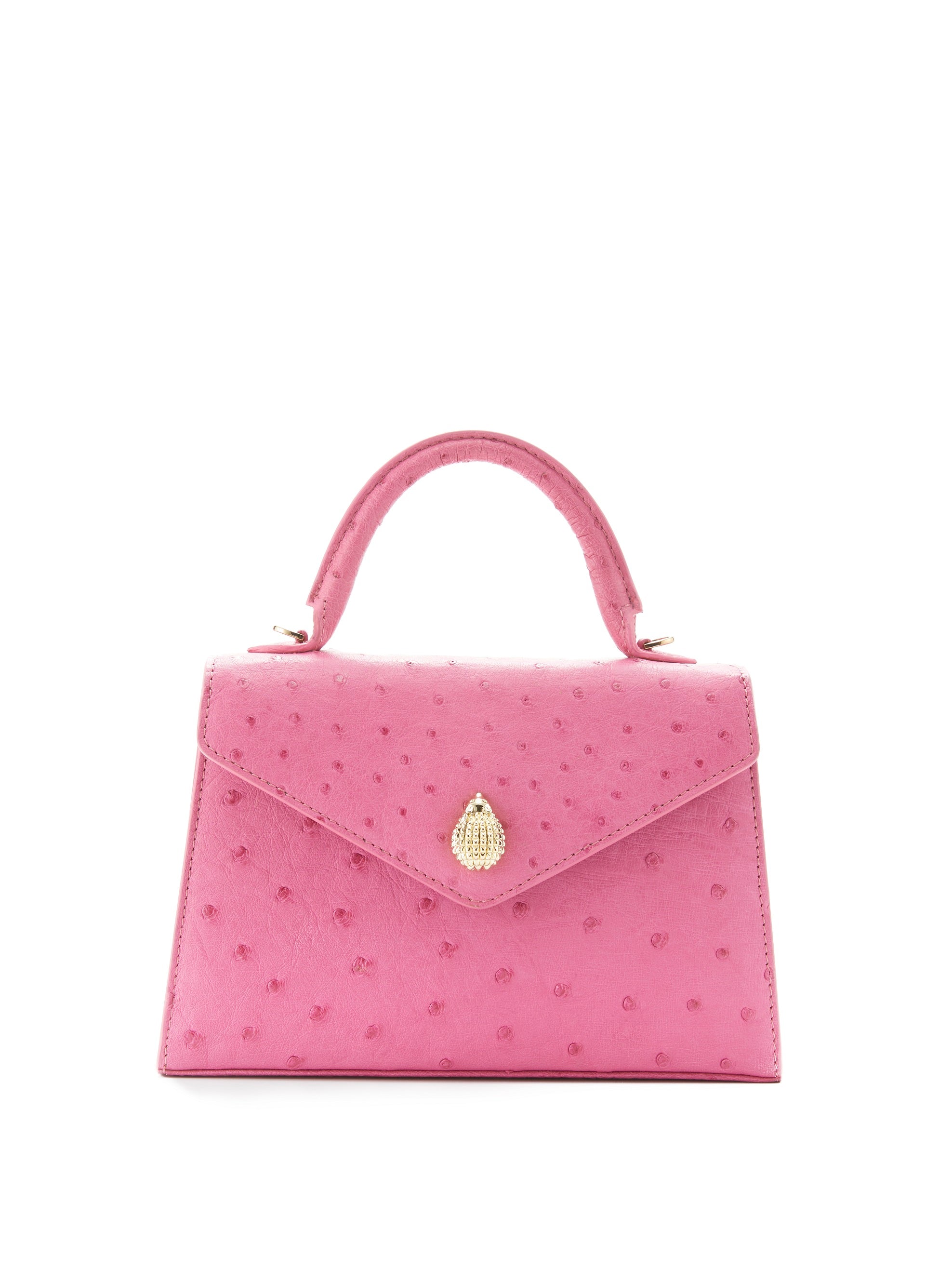 Ethan K pink Ostrich Mini Alla Top-Handle Bag 12