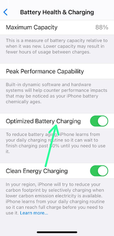 Activating Optimized Battery Charging After Calibration(2)