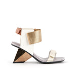 Load image into Gallery viewer, outer side view of the united nude rockit run high heel sandal in the color bohemian.
