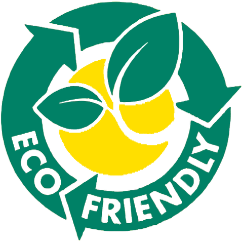 Eco Friendly Logo Green circle with yellow centre circle and two green leaves