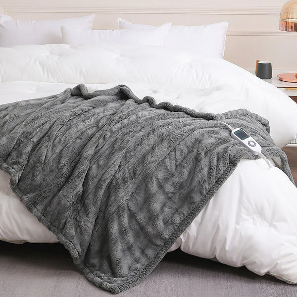 Faux Fur & Sherpa Electric Heated Throw Blanket
