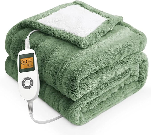 Green Electric Heated Throw Blanket