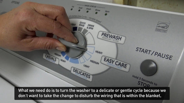 Using the delicate cycle or gentle wash cycle when washing electric blankets