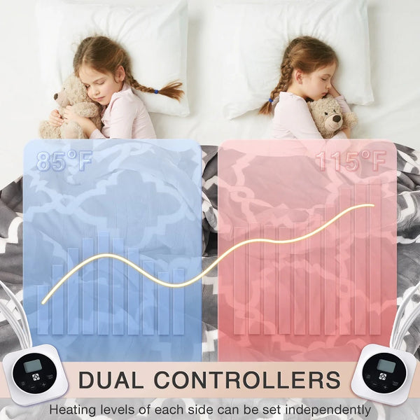 electric blanket with dual controllers