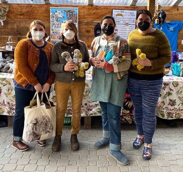 me and 3 friends at Wayland Winter Fiber Market