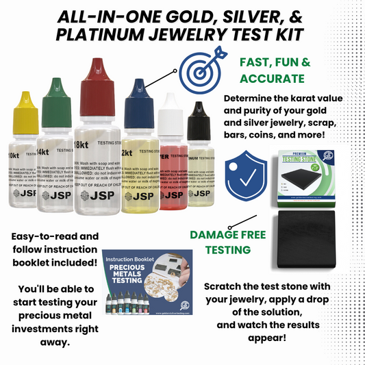 JSP Gold Silver & Platinum Jewelry Acid Tester Kit w/ Scratch