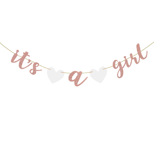 Its A Girl Scripted Rose Gold Cake Topper