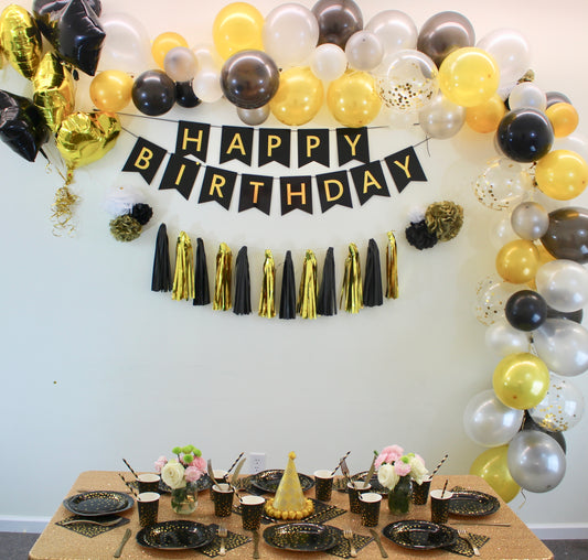 Black & Gold Birthday Decoration Kit –