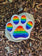 Gedenkstein für Hunde oder Katzen - Weiß Perlmutt / Regenbogen