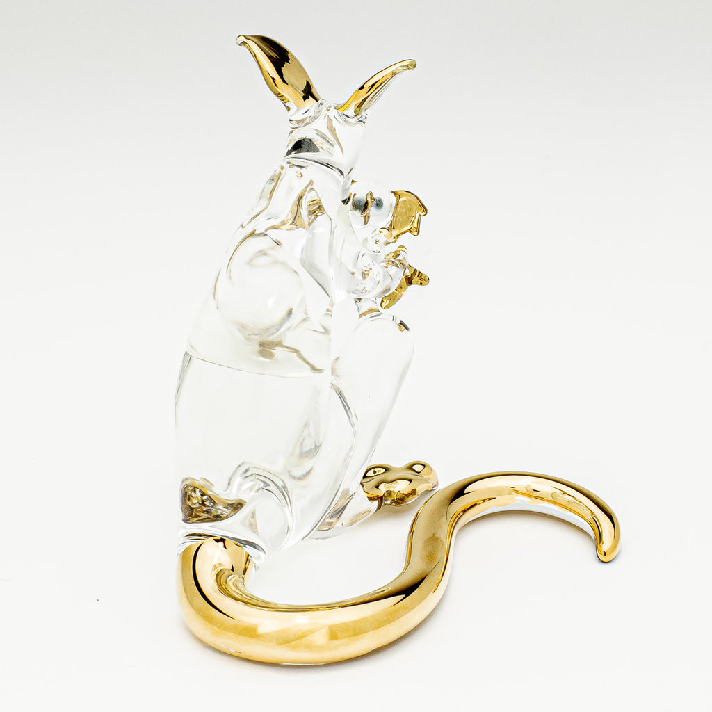 Gold + Glass - Kangaroo with Baby Lying kissing Joey 3 – Webb Arts