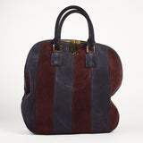 Burberry Orchard Oversized Tote in Navy/Burgundy Suede